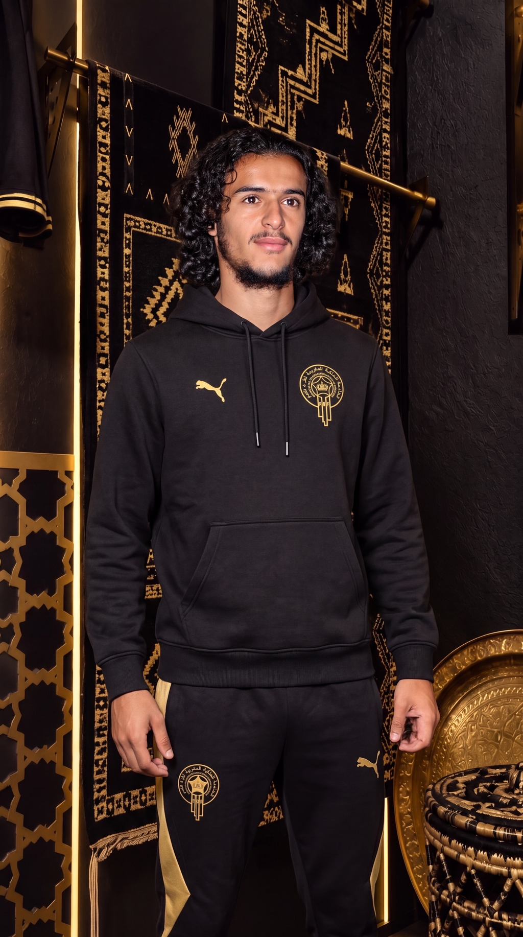 Sweat à capuche Maroc FRMF Black & Or 2026/27