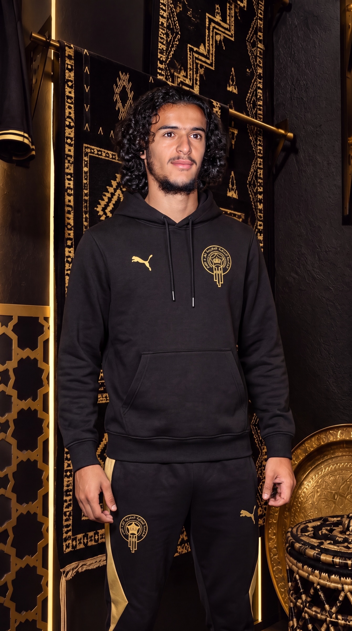 Sweat à capuche Maroc FRMF Black & Or 2026/27